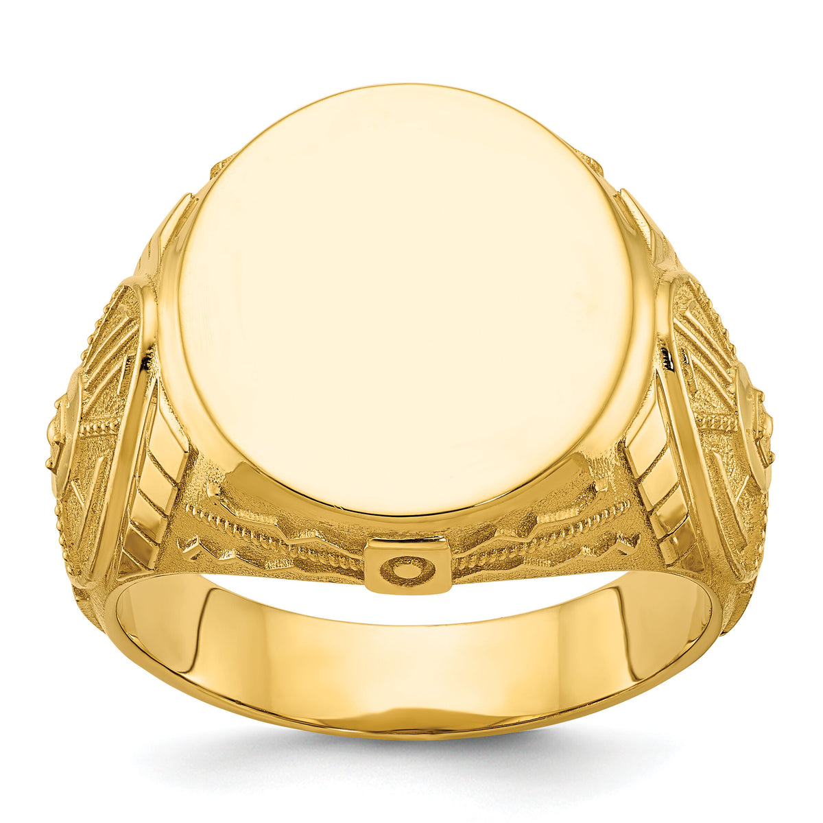 14k IBGoodman 18.5x15.75mm Men's Round Signet Ring-B59276