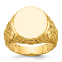 14k IBGoodman 18.5x15.75mm Men's Round Signet Ring-B59276