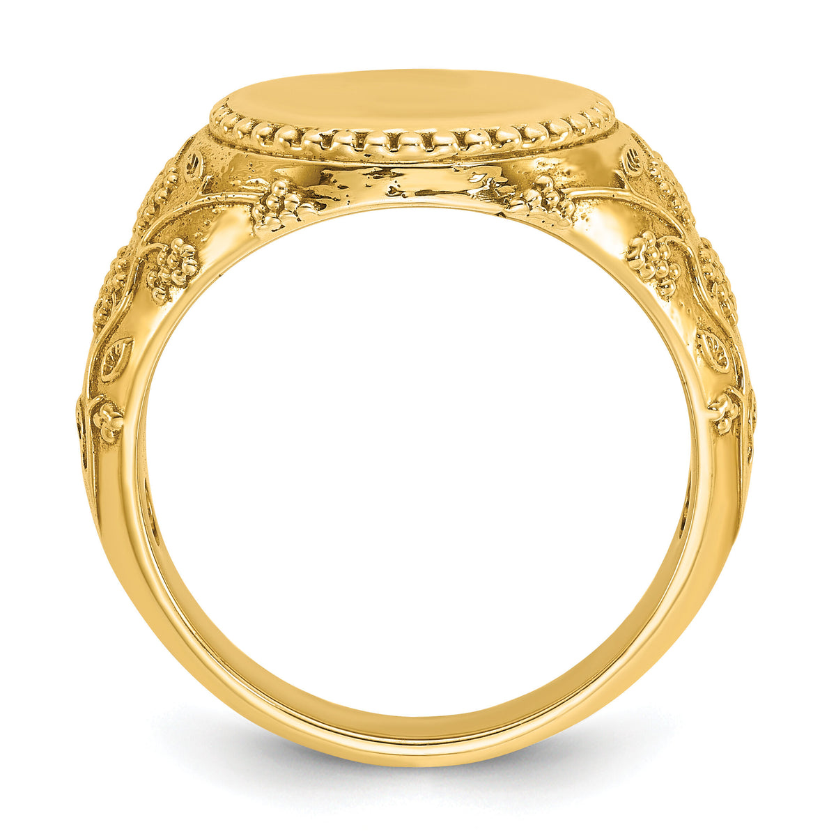 10k IBGoodman 12.5x12.5mm Men's Round Signet Ring-B59277