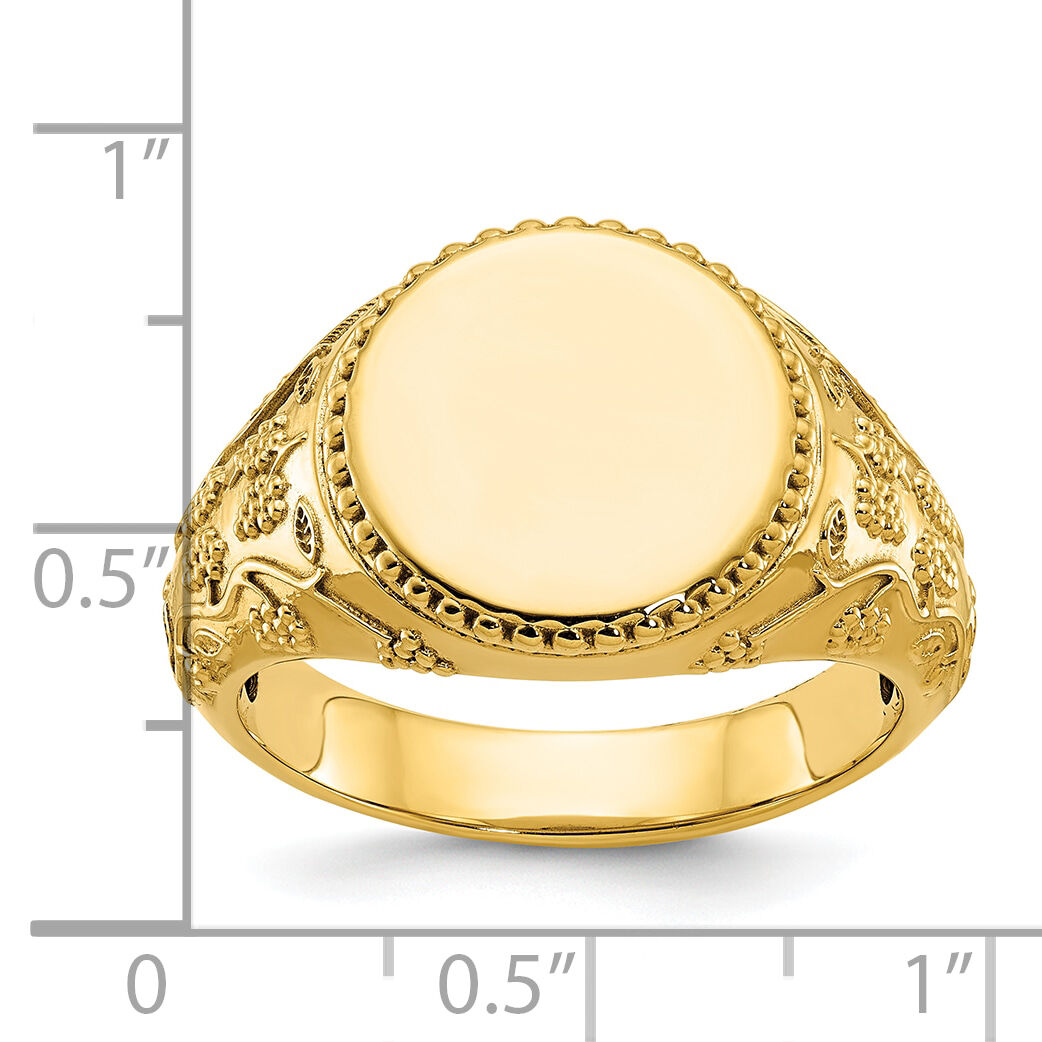 10k IBGoodman 12.5x12.5mm Men's Round Signet Ring-B59277