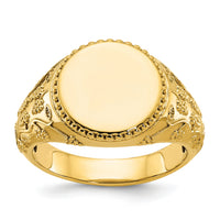 10k IBGoodman 12.5x12.5mm Men's Round Signet Ring-B59277
