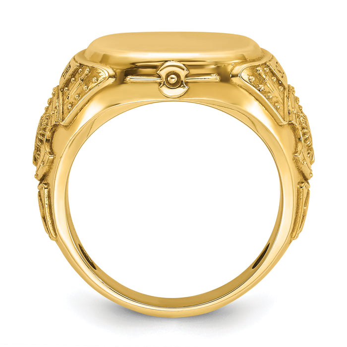 14k IBGoodman 16.5x14.8mm Men's Cushion Signet Ring-B59279