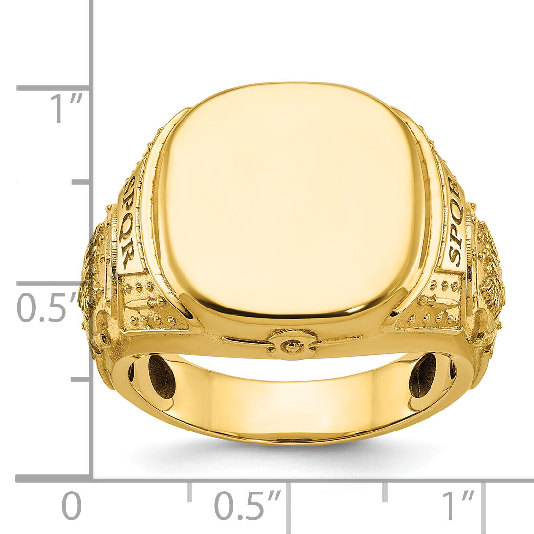 14k IBGoodman 16.5x14.8mm Men's Cushion Signet Ring-B59279
