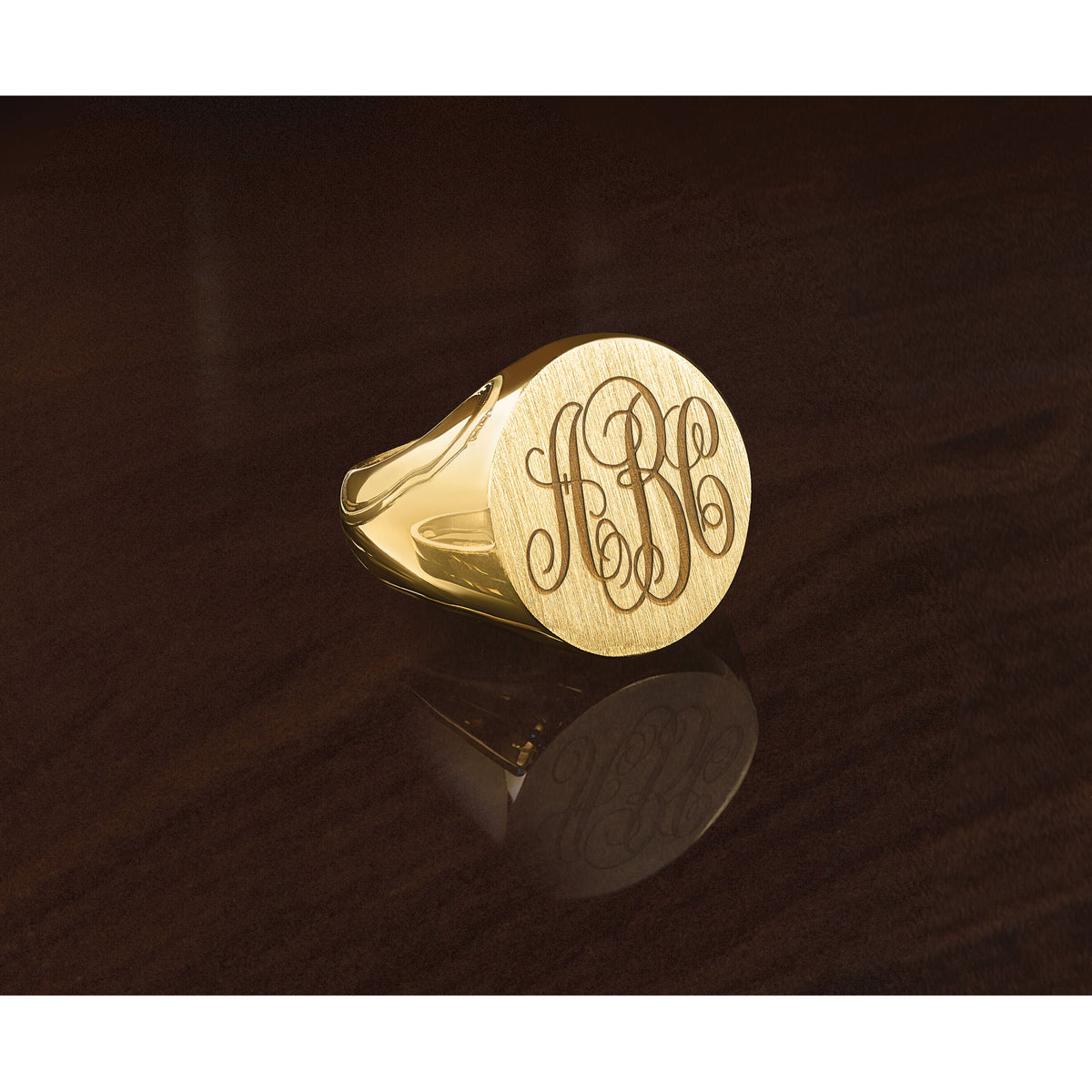 10k IBGoodman 20x18mm Men's Round Signet Ring-B59282D