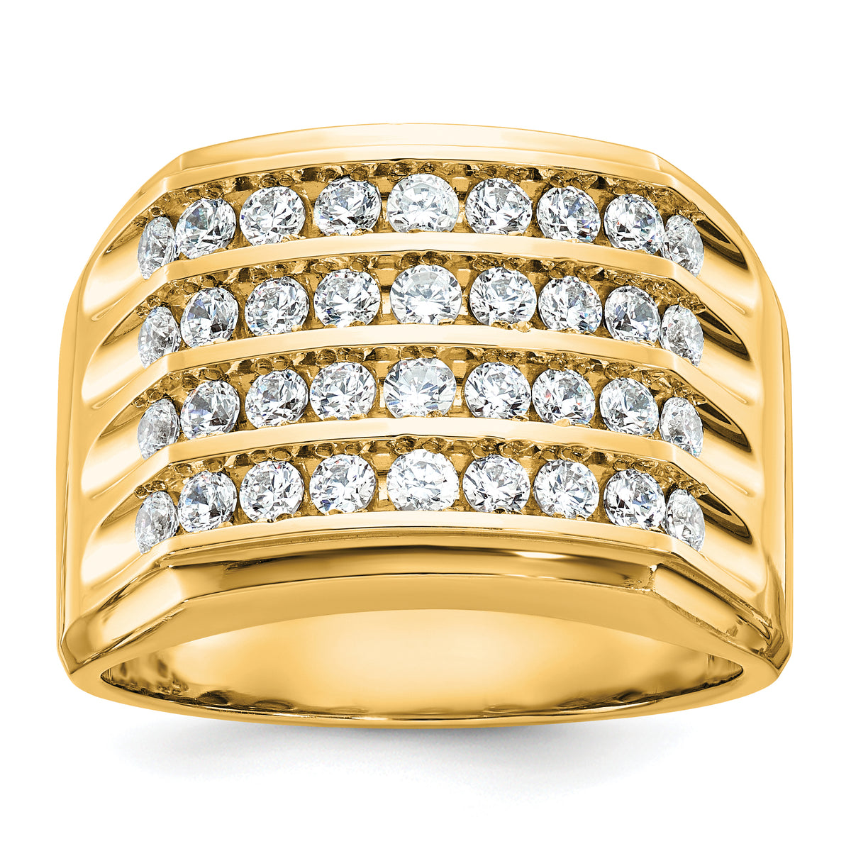 10k IBGoodman Men's Polished and Grooved 4-Row Ring Mounting-B59287-0Y