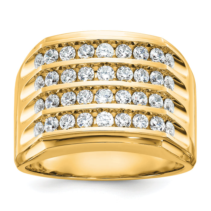 10k IBGoodman Men's Polished and Grooved 4-Row Ring Mounting-B59287-0Y