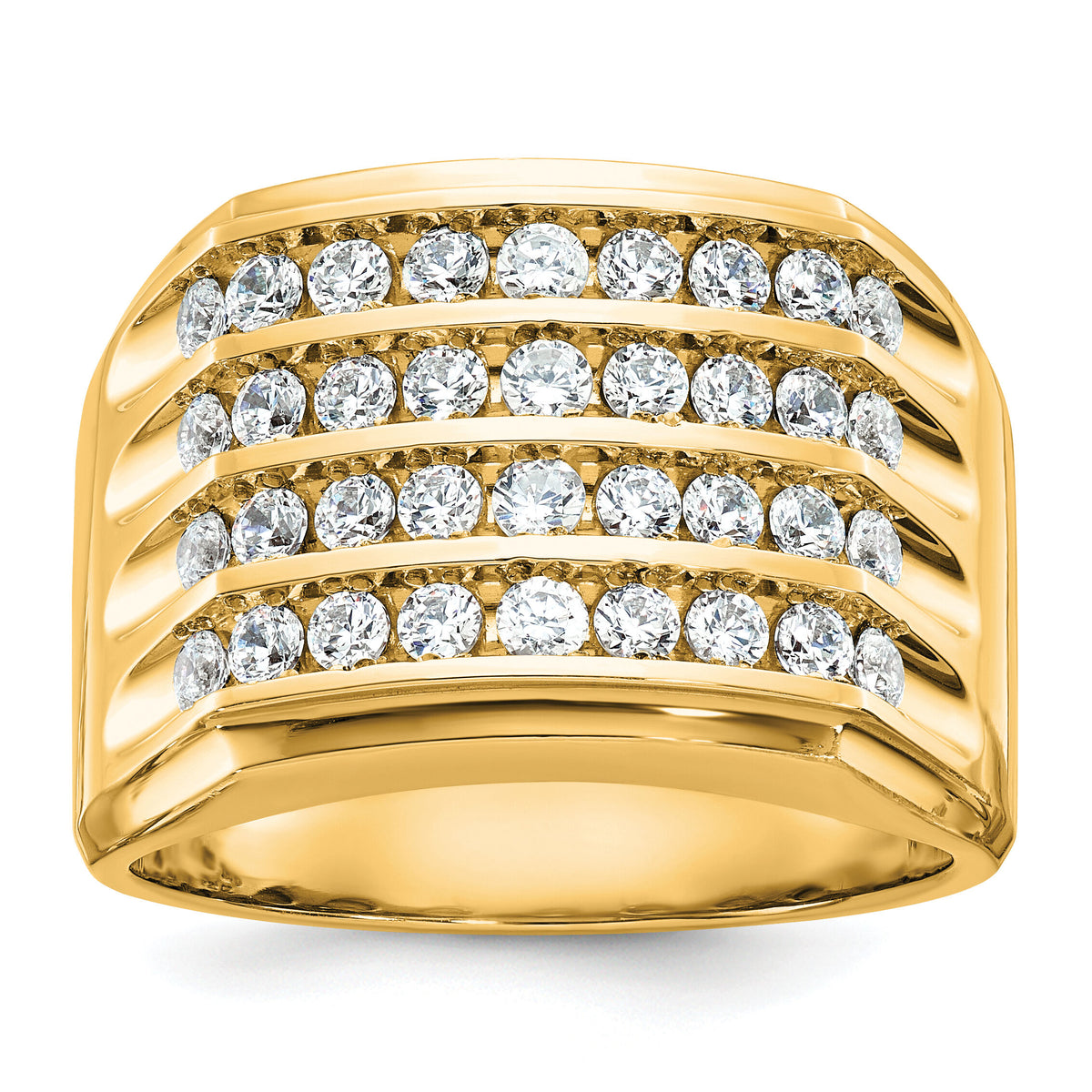 10k IBGoodman Men's Polished and Grooved 4-Row Ring Mounting-B59287