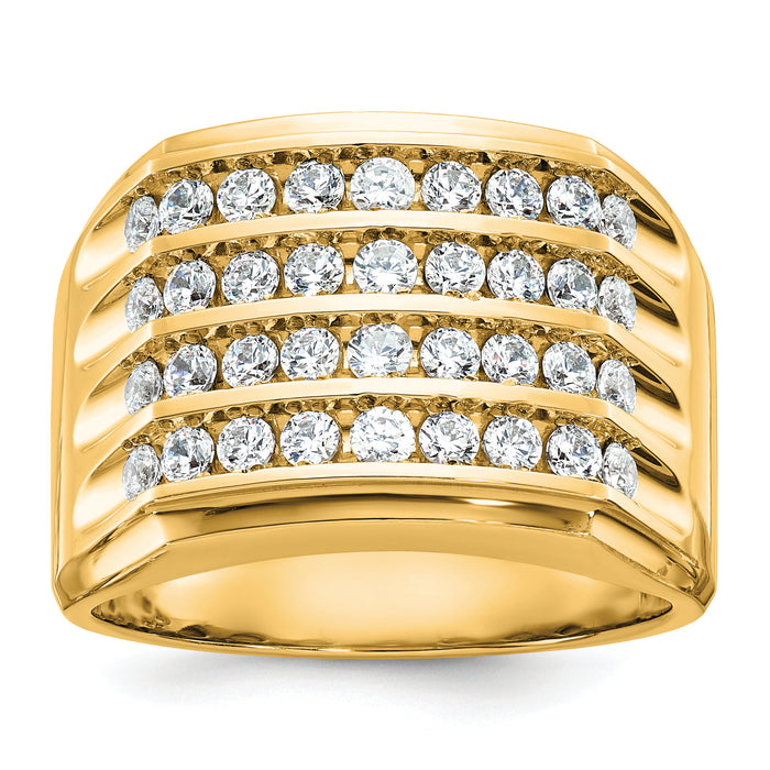 10k IBGoodman Men's Polished and Grooved 4-Row Ring Mounting-B59287