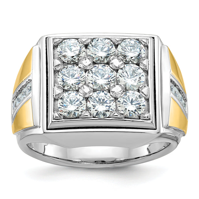 14k Two-tone IBGoodman Men's Polished Diamond Square Cluster Ring-B59292
