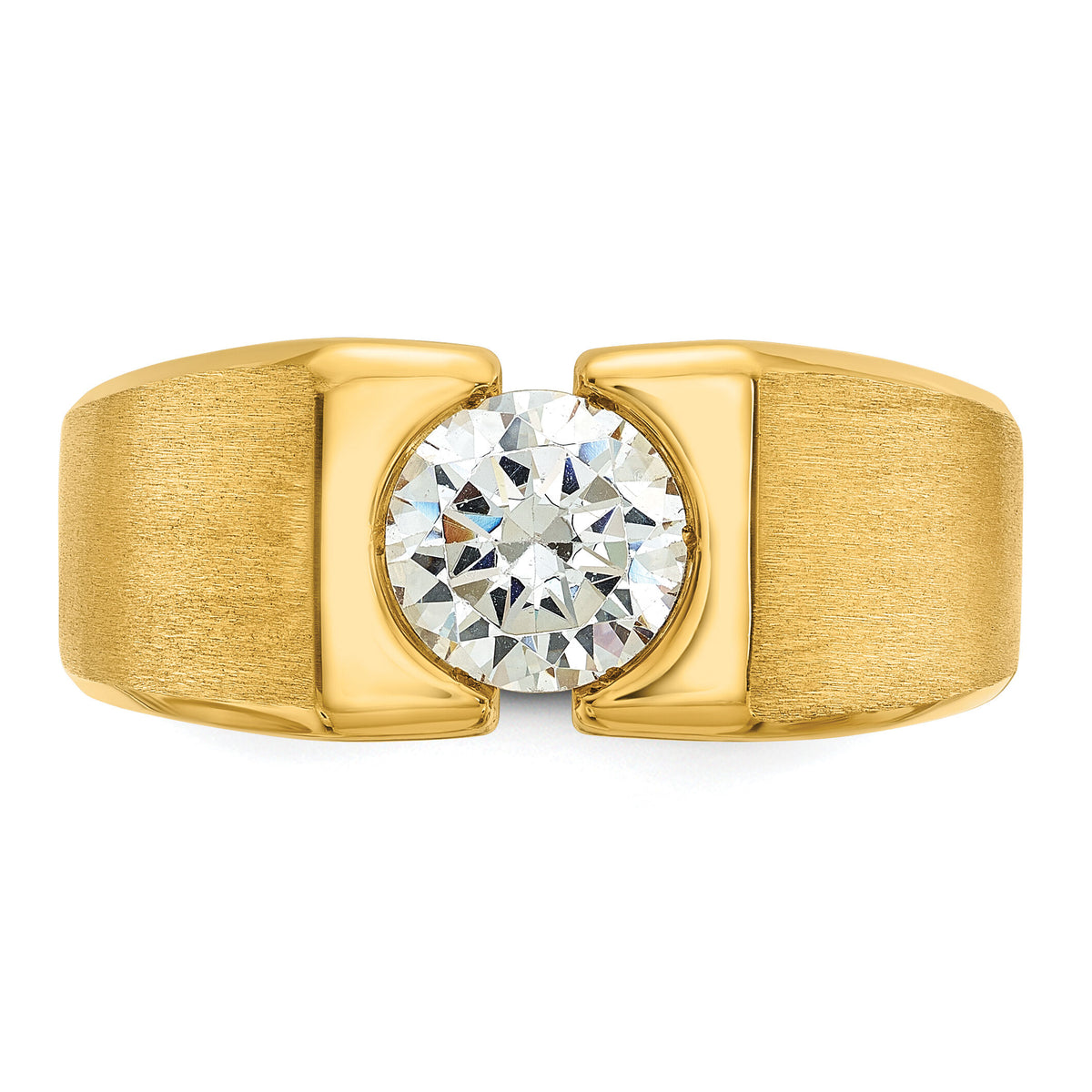 14k 1 ct Lab Grown Dia VS/SI+ G+ Complete Polished & Satin Men's Ring-B59311