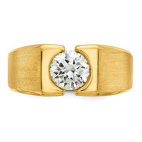 14k 1 ct Lab Grown Dia VS/SI+ G+ Complete Polished & Satin Men's Ring-B59311