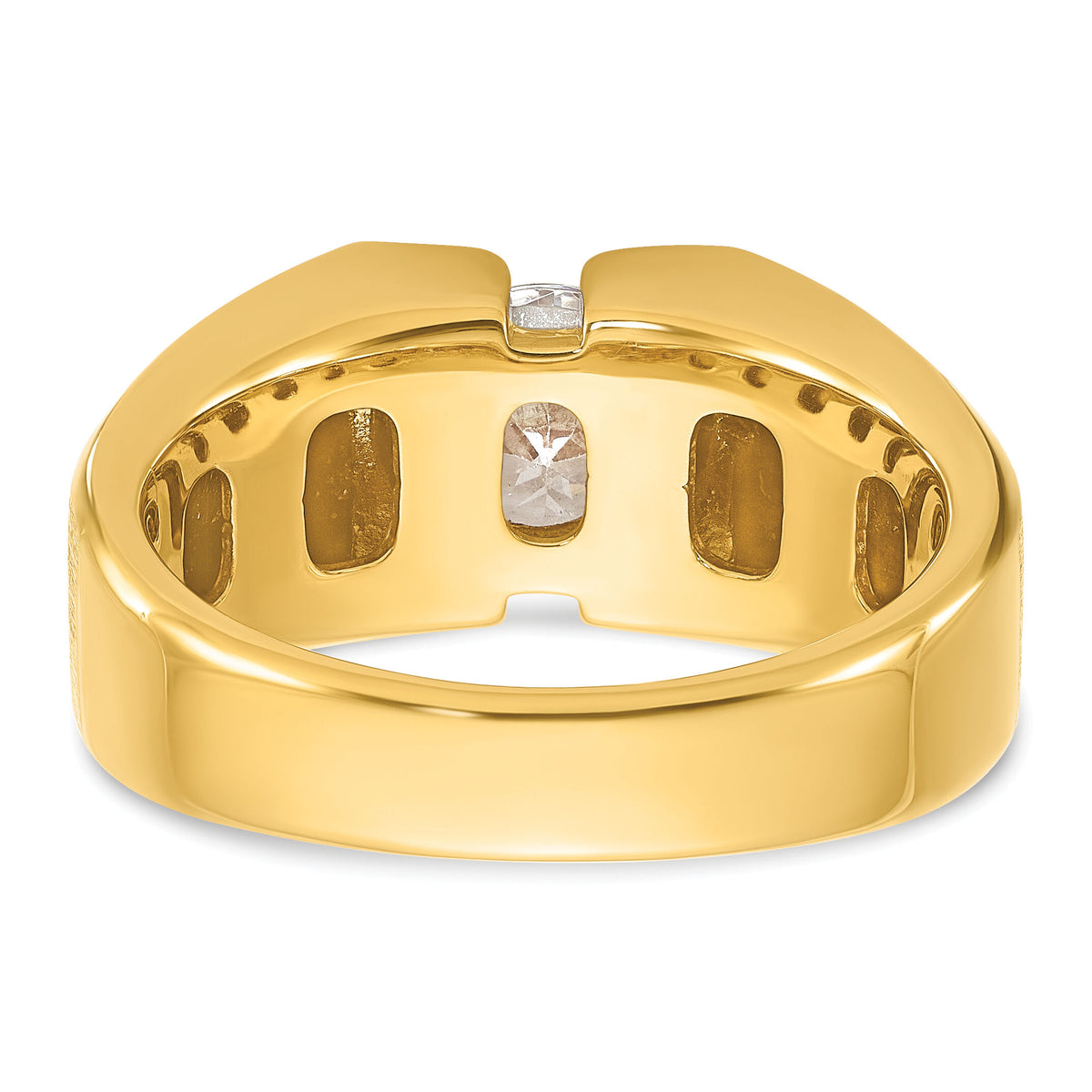 14k 1 ct Lab Grown Dia VS/SI+ G+ Complete Polished & Satin Men's Ring-B59311