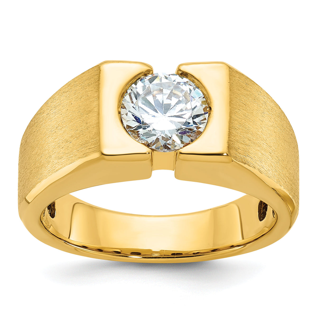 14k 1 ct Lab Grown Dia VS/SI+ G+ Complete Polished & Satin Men's Ring-B59311