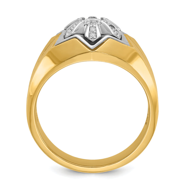 14k Two-tone IBGoodman Men's Polished & Grooved Diamond Star Ring-B59313