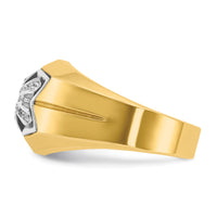 14k Two-tone IBGoodman Men's Polished & Grooved Diamond Star Ring-B59313