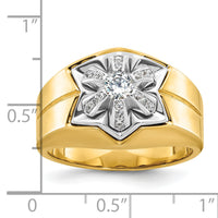 14k Two-tone IBGoodman Men's Polished & Grooved Diamond Star Ring-B59313