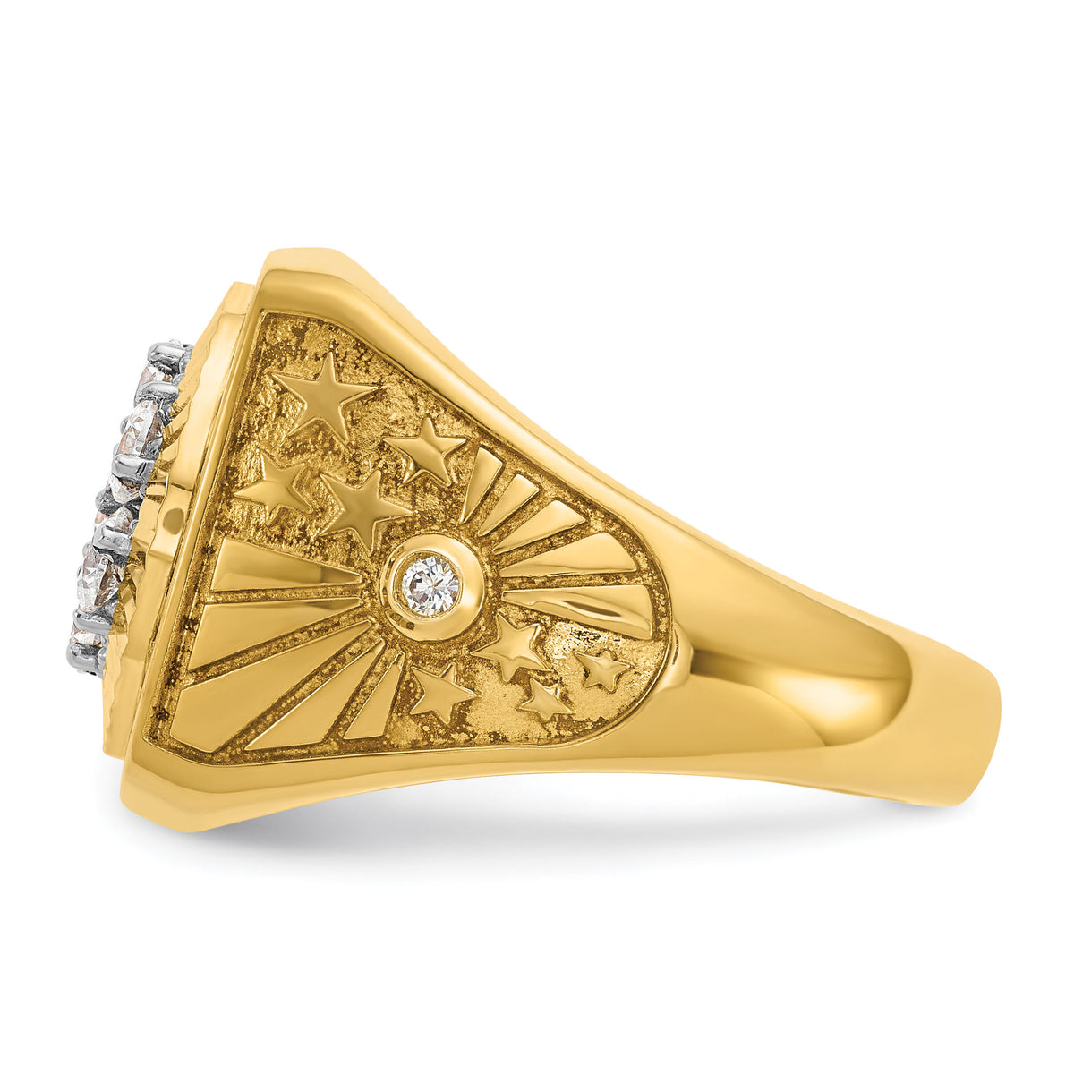 10ktt IBGoodman Men's Textured D/C Stars and Stripes Cluster Ring Mtg-B59315