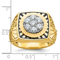 10ktt IBGoodman Men's Textured D/C Stars and Stripes Cluster Ring Mtg-B59315