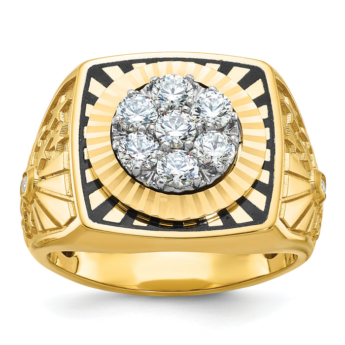 10ktt IBGoodman Men's Textured D/C Stars and Stripes Cluster Ring Mtg-B59315-0YW
