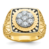 10ktt IBGoodman Men's Textured D/C Stars and Stripes Cluster Ring Mtg-B59315