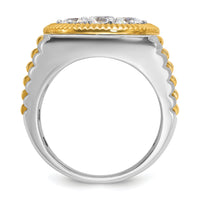 14k Two-Tone 3 ct Lab Grown Dia VS/SI+ G+ Comp Ribbed Men's Cluster Ring-B59319