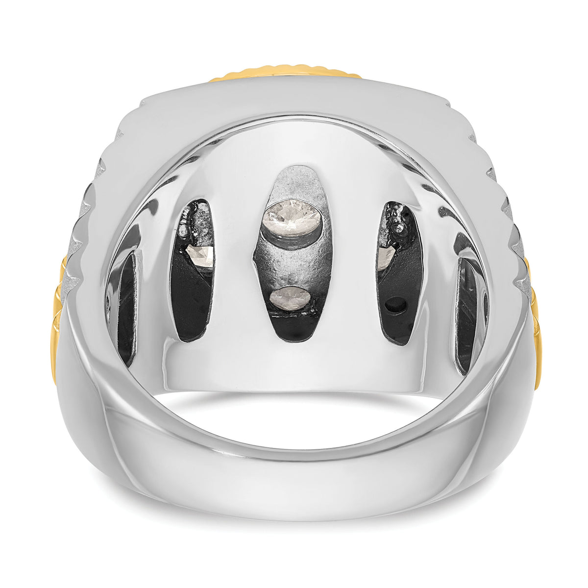 14k Two-Tone 3 ct Lab Grown Dia VS/SI+ G+ Comp Ribbed Men's Cluster Ring-B59319