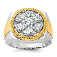 14k Two-Tone 3 ct Lab Grown Dia VS/SI+ G+ Comp Ribbed Men's Cluster Ring-B59319