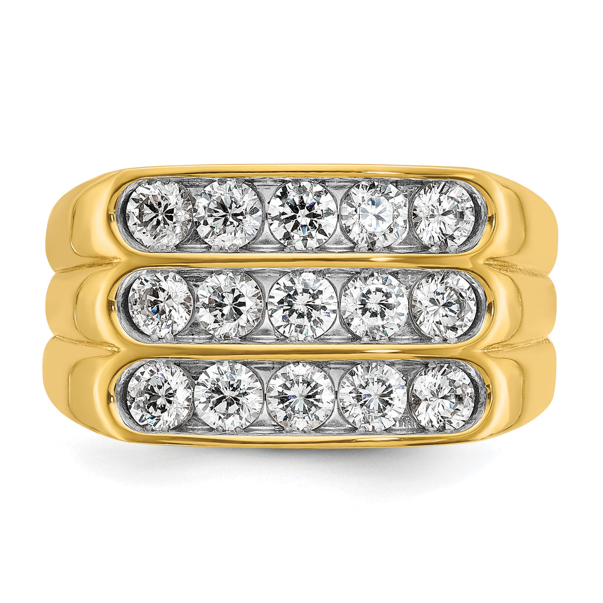 14k 1 5/8 ct Lab Grown Diamond VS/SI+ G+ 3 Row Men's Ring-B59348