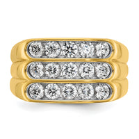 14k 1 5/8 ct Lab Grown Diamond VS/SI+ G+ 3 Row Men's Ring-B59348