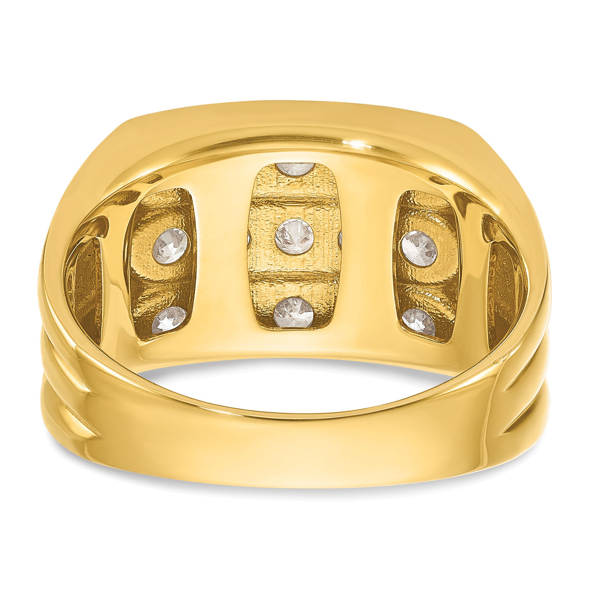 14k 1 5/8 ct Lab Grown Diamond VS/SI+ G+ 3 Row Men's Ring-B59348
