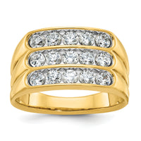 14k 1 5/8 ct Lab Grown Diamond VS/SI+ G+ 3 Row Men's Ring-B59348