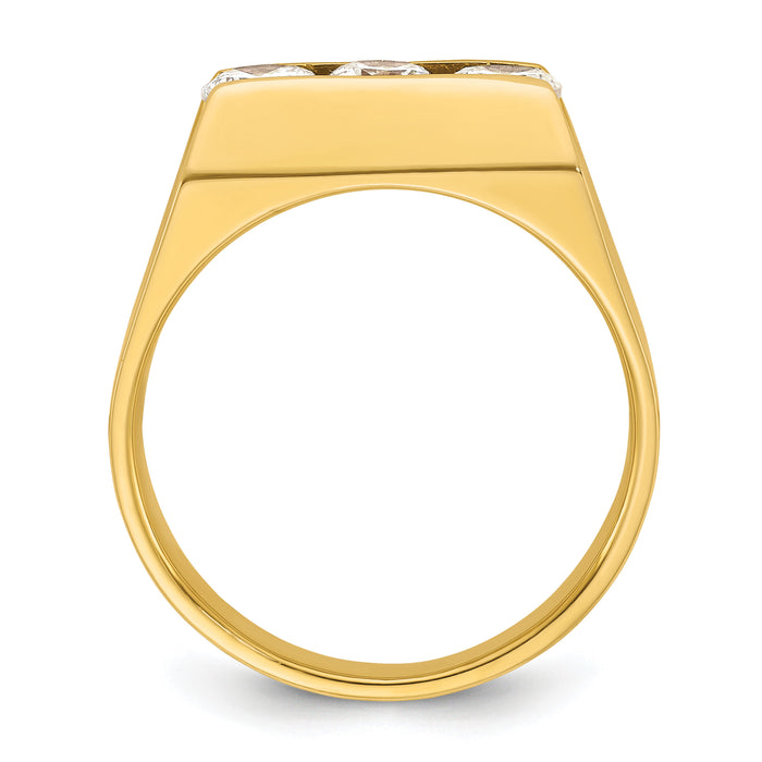 14k 1 ct Lab Grown Diamond VS/SI+ G+ Complete 3 Stone Men's Ring-B59350