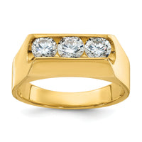 14k 1 ct Lab Grown Diamond VS/SI+ G+ Complete 3 Stone Men's Ring-B59350