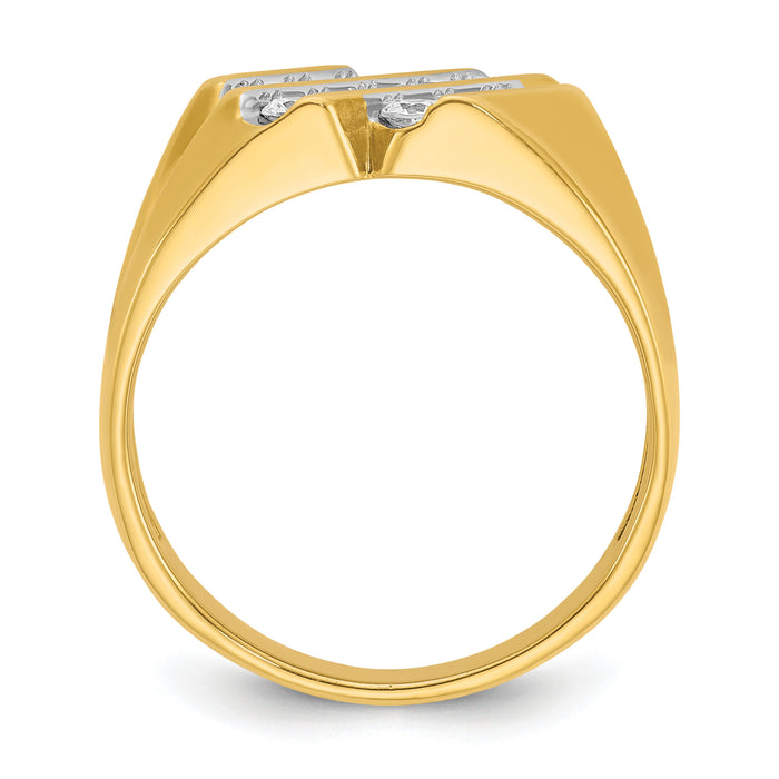 14k 3/4 ct Lab Grown Diamond VS/SI+ G+ Polished & Grooved Men's Ring-B59352