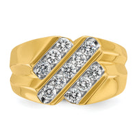 14k 3/4 ct Lab Grown Diamond VS/SI+ G+ Polished & Grooved Men's Ring-B59352