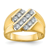 14k 3/4 ct Lab Grown Diamond VS/SI+ G+ Polished & Grooved Men's Ring-B59352