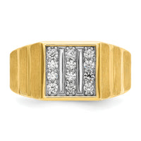 14k w/ White Rh 1/3 ct Lab Grown Dia VS/SI+ G+ 3 Row Men's Cluster Ring-B59353