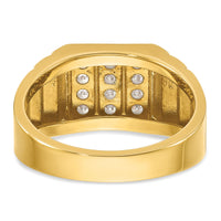 14k w/ White Rh 1/3 ct Lab Grown Dia VS/SI+ G+ 3 Row Men's Cluster Ring-B59353
