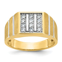 14k w/ White Rh 1/3 ct Lab Grown Dia VS/SI+ G+ 3 Row Men's Cluster Ring-B59353