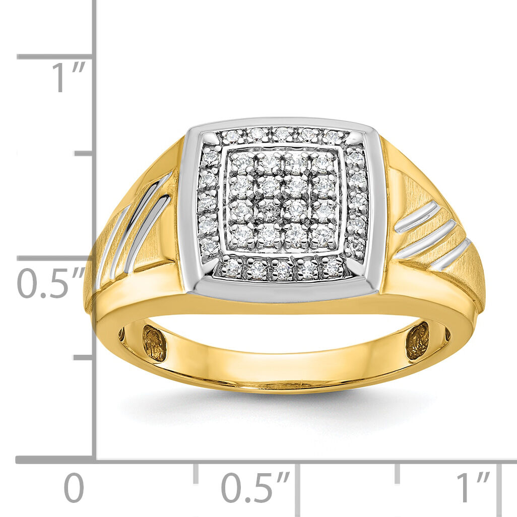14k w/ White RH IBGoodman Men's Satin/Grooved Diamond Cluster Ring-B59358