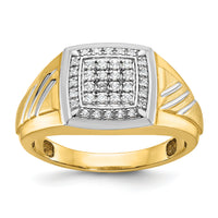 14k w/ White RH IBGoodman Men's Satin/Grooved Diamond Cluster Ring-B59358