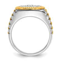 10ktt IBGoodman Men's Polished Satin & Ribbed Round Cluster Ring Mtg-B59376