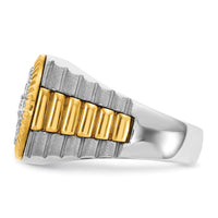 10ktt IBGoodman Men's Polished Satin & Ribbed Round Cluster Ring Mtg-B59376