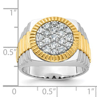 10ktt IBGoodman Men's Polished Satin & Ribbed Round Cluster Ring Mtg-B59376
