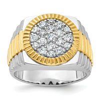 10ktt IBGoodman Men's Polished Satin & Ribbed Round Cluster Ring Mtg-B59376