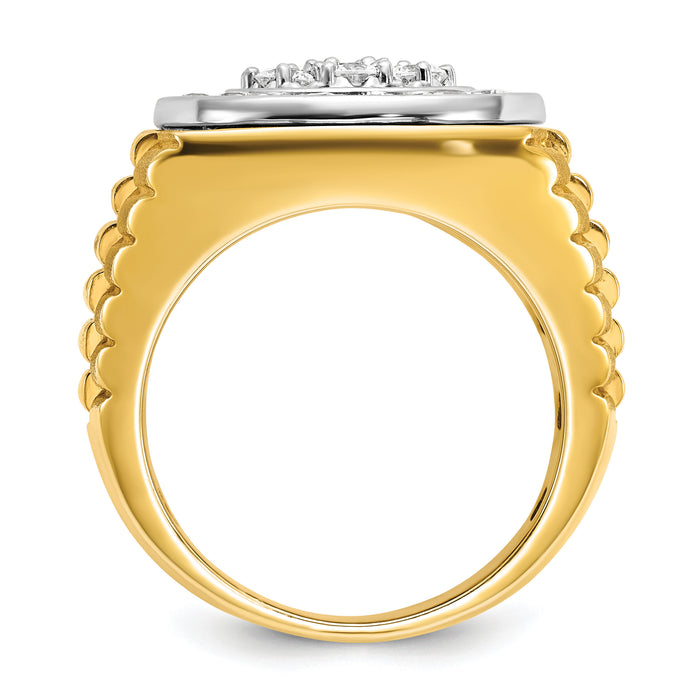 14k Two-Tone 1 7/8 ct Lab Grown Dia VS/SI+ G+ Comp Men's Cluster Ring-B59377
