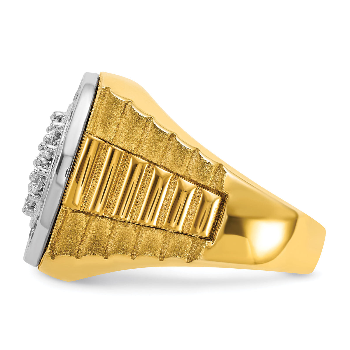 14k Two-Tone 1 7/8 ct Lab Grown Dia VS/SI+ G+ Comp Men's Cluster Ring-B59377