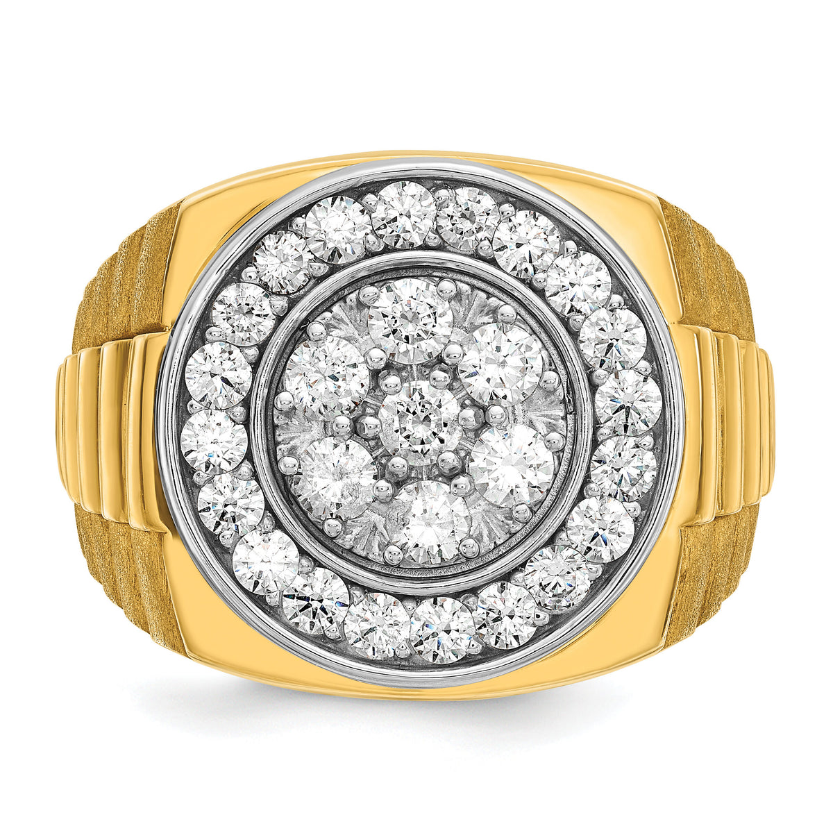 14k Two-Tone 1 7/8 ct Lab Grown Dia VS/SI+ G+ Comp Men's Cluster Ring-B59377
