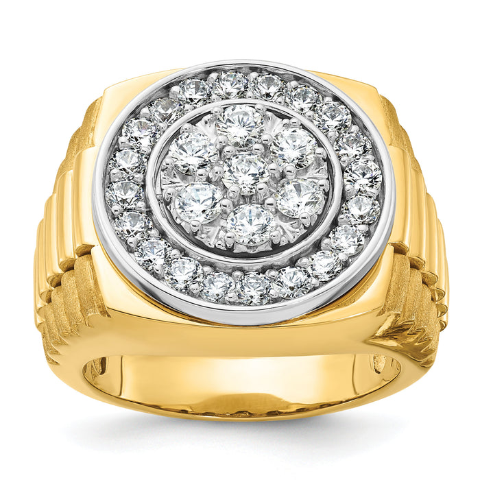 14k Two-Tone 1 7/8 ct Lab Grown Dia VS/SI+ G+ Comp Men's Cluster Ring-B59377