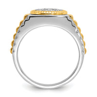 10ktt IBGoodman Men's Polished Satin & Ribbed Round Cluster Ring Mtg-B59382